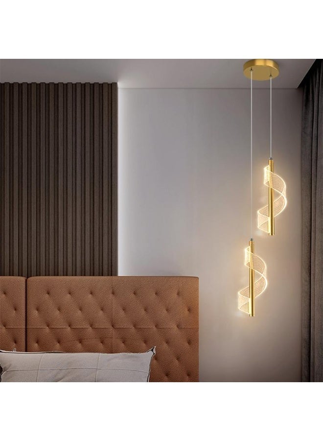 Acrylic pendant lamp for bedroom bedside, simple modern LED lamp, indoor chandelier, ceiling pendant lights for dining room, living room, hallway and kitchen (gold) - Image 2